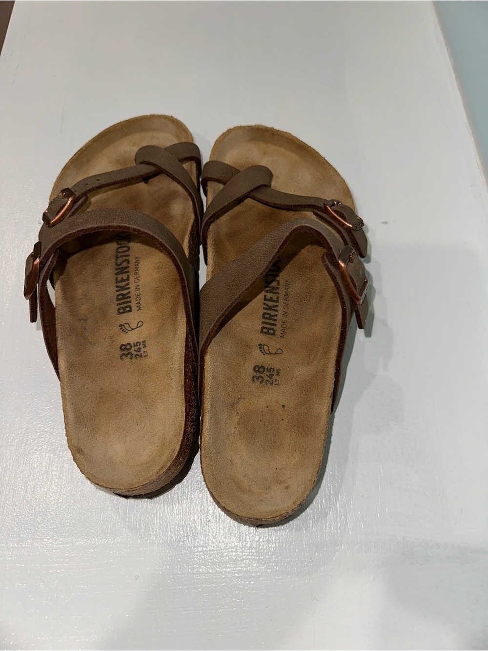 Birkenstock Kids Brown Dual-Strap Sandals with Copper Buckles